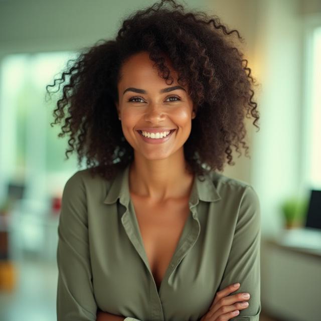 Portrait of Maria Garcia, Head of Content for Upland Wellness, approachable and engaged.