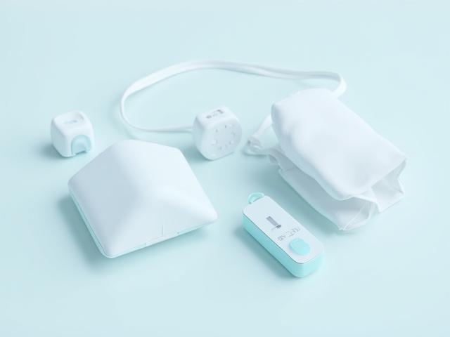 Smart blood pressure cuff and a glucose monitor on a clean white surface